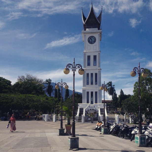 The Jam Gadang clock tower is the focal point for locals and street vendors to congregate.